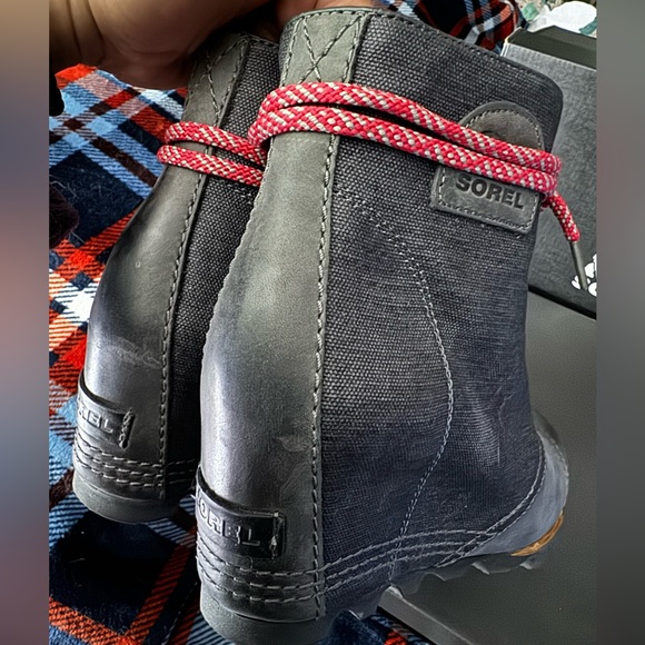 Sorel Brand PDX Lace Up Wedge Moto Ankle Boots Lexie Wedge Grey Quarry, 9.5 - Picture 11 of 13